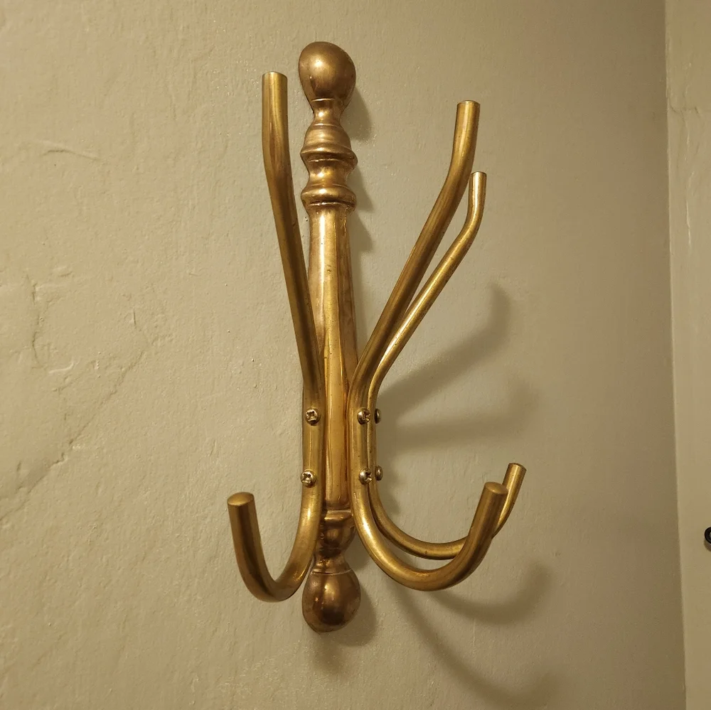 Vintage Brass Wall Mounted Coat Hooks